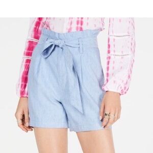 INC Paper Bag Linen Shorts chambry large NWT